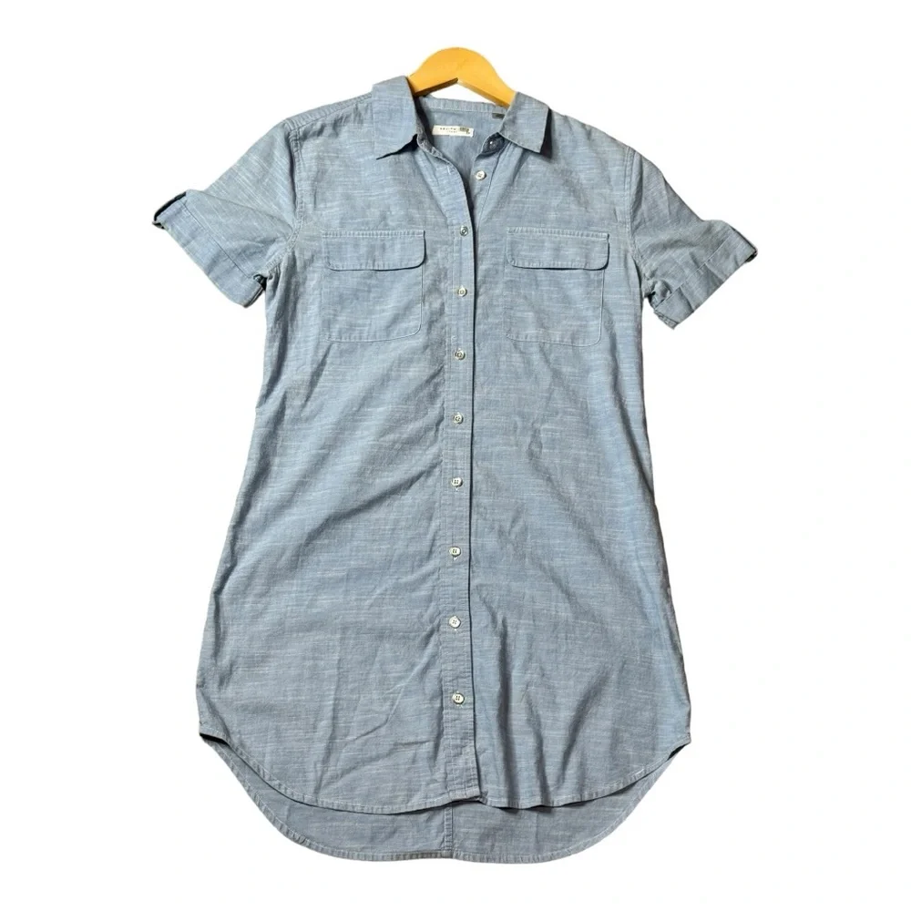 Equipment Femme Cotton Chambray Short-Sleeve Shirt Dress size S - Picture 3 of 8